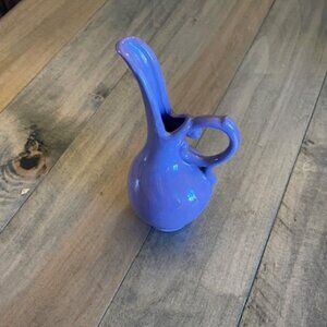 Purple vintage art pottery / ceramic handmade small Vase/Ewer/Jug 6.75" tall
